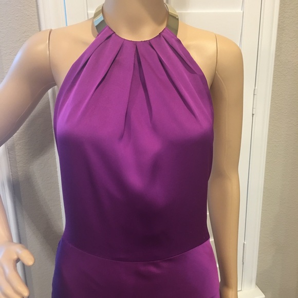 “MARCIANO” PURPLE SATIN DRESS WITH ATTACHED GOLD CHOKER NECKLACE – SZ 4 - Picture 6 of 13
